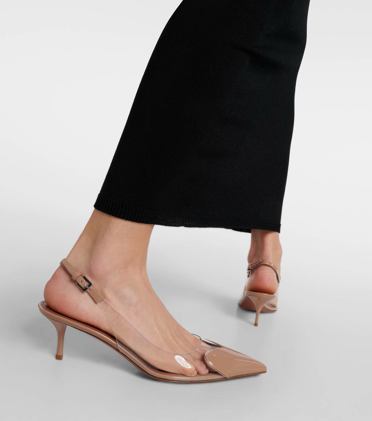 Alaïa Le Cœur patent leather and PU slingback pumps ALAÏA