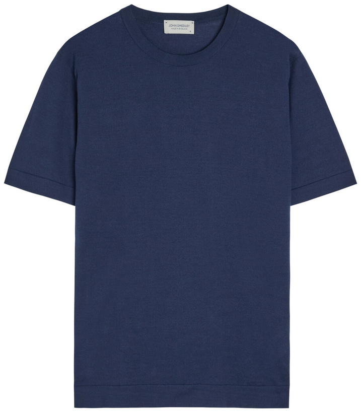Photo: John Smedley Lorca Fine-knit Cotton T-shirt Navy