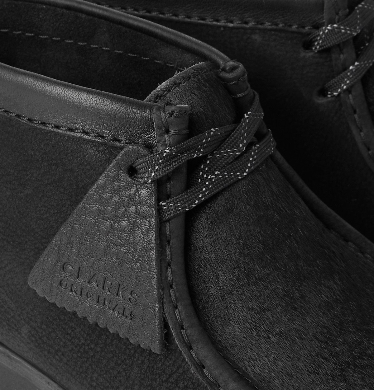 Clarks Originals - Wallabee Leather-Trimmed Nubuck and Calf Hair Desert  Boots - Black