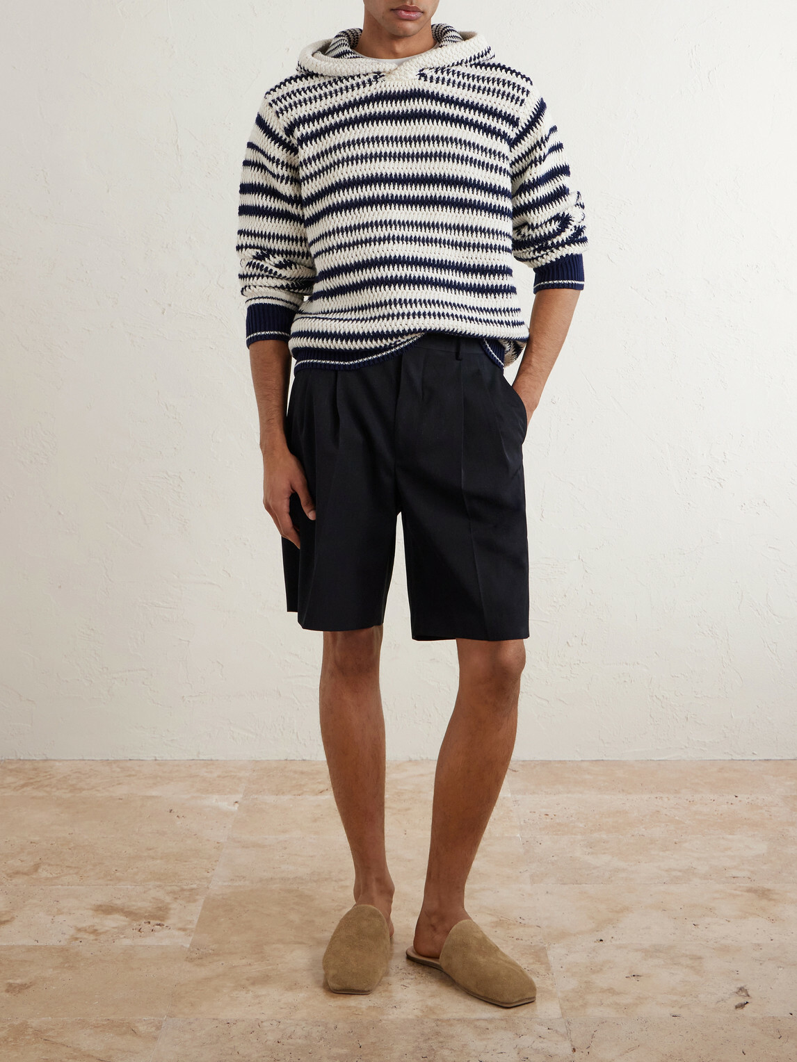 Orlebar Brown - Kirk Striped Organic Cotton Hoodie - Black