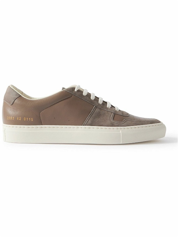 Photo: Common Projects - BBall Suede-Trimmed Leather Sneakers - Brown