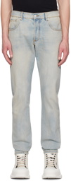 Alexander McQueen Blue Faded Jeans