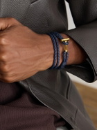 TOM FORD - Woven Leather and Gold-Plated Wrap Bracelet - Blue