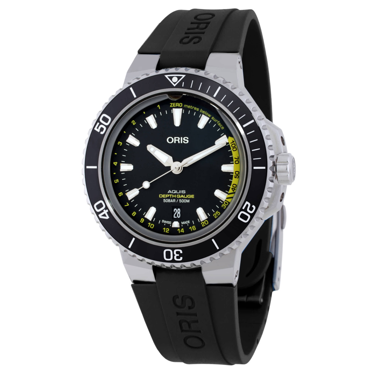 Oris Aquis Depth Gauge Automatic Black Dial Mens Watch 01 733 7755 4154-Set RS