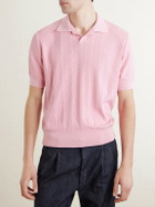 PIACENZA 1733 - Knitted Silk and Cotton-Blend Polo Shirt - Pink