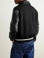 Golden Bear - Leather and Wool-Blend Felt Varsity Jacket - Black
