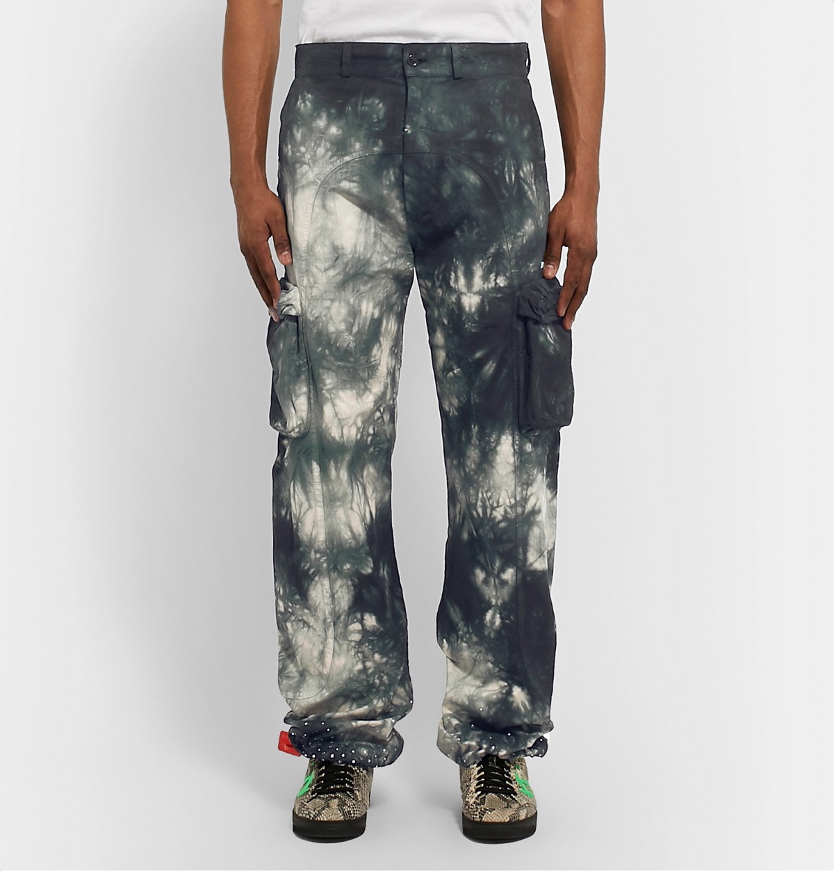 Off-White - Embellished Tie-Dyed Cotton-Ripstop Cargo Trousers