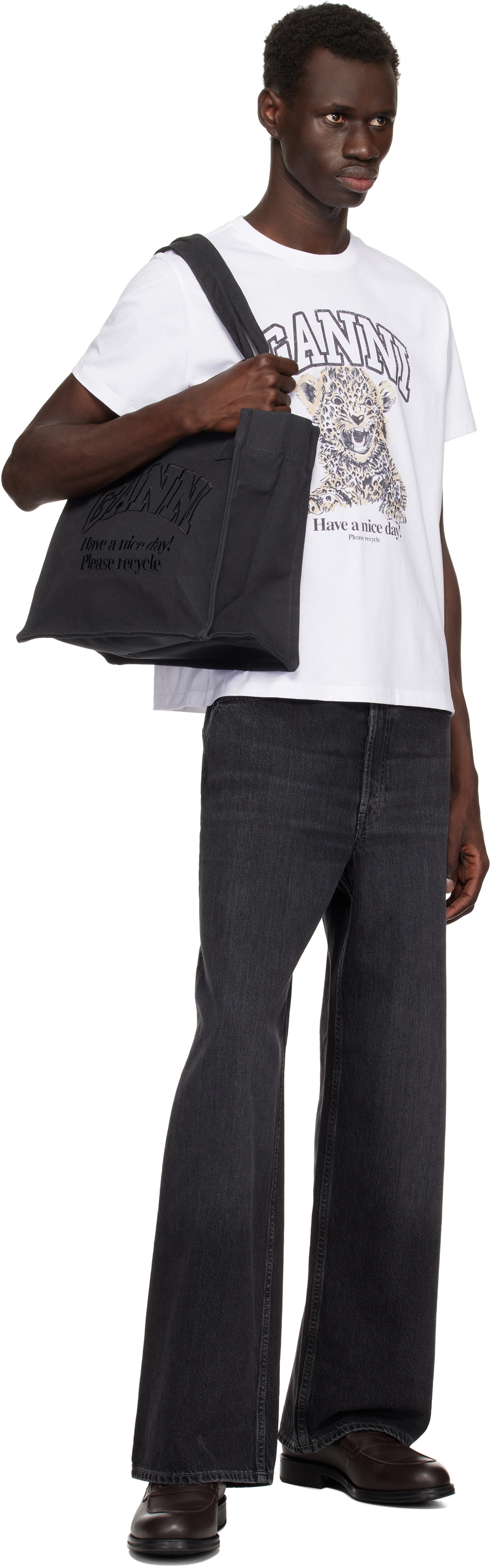 GANNI Gray Large Canvas Tote