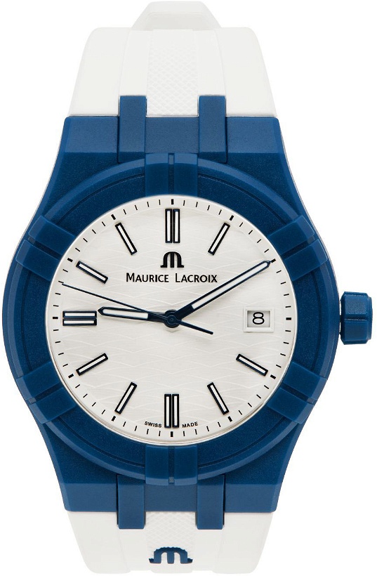 Photo: Maurice Lacroix White & Blue AIKON #tide Watch