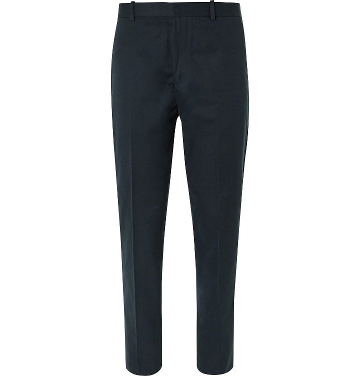 Photo: Mr P. - Tapered Cotton and Cashmere-Blend Twill Trousers - Blue