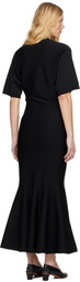 AMI Paris Black Godet Maxi Dress