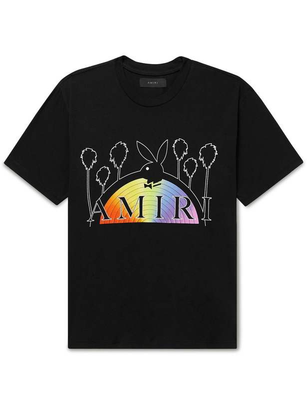 Photo: AMIRI - Playboy Logo-Print Cotton-Jersey T-Shirt - Black