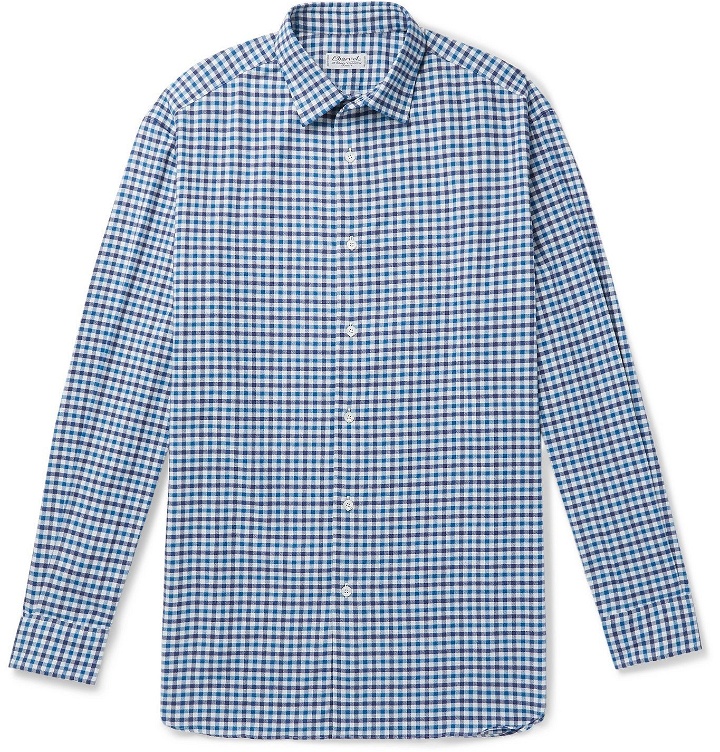 Photo: Charvet - Checked Cotton-Flannel Shirt - Blue