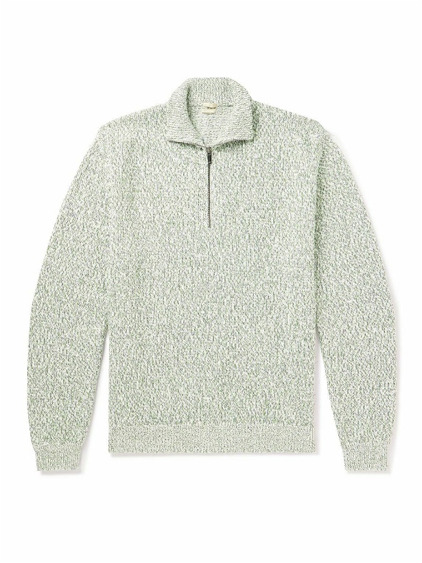 Photo: Massimo Alba - Ribbed Cotton Half-Zip Sweater - Green