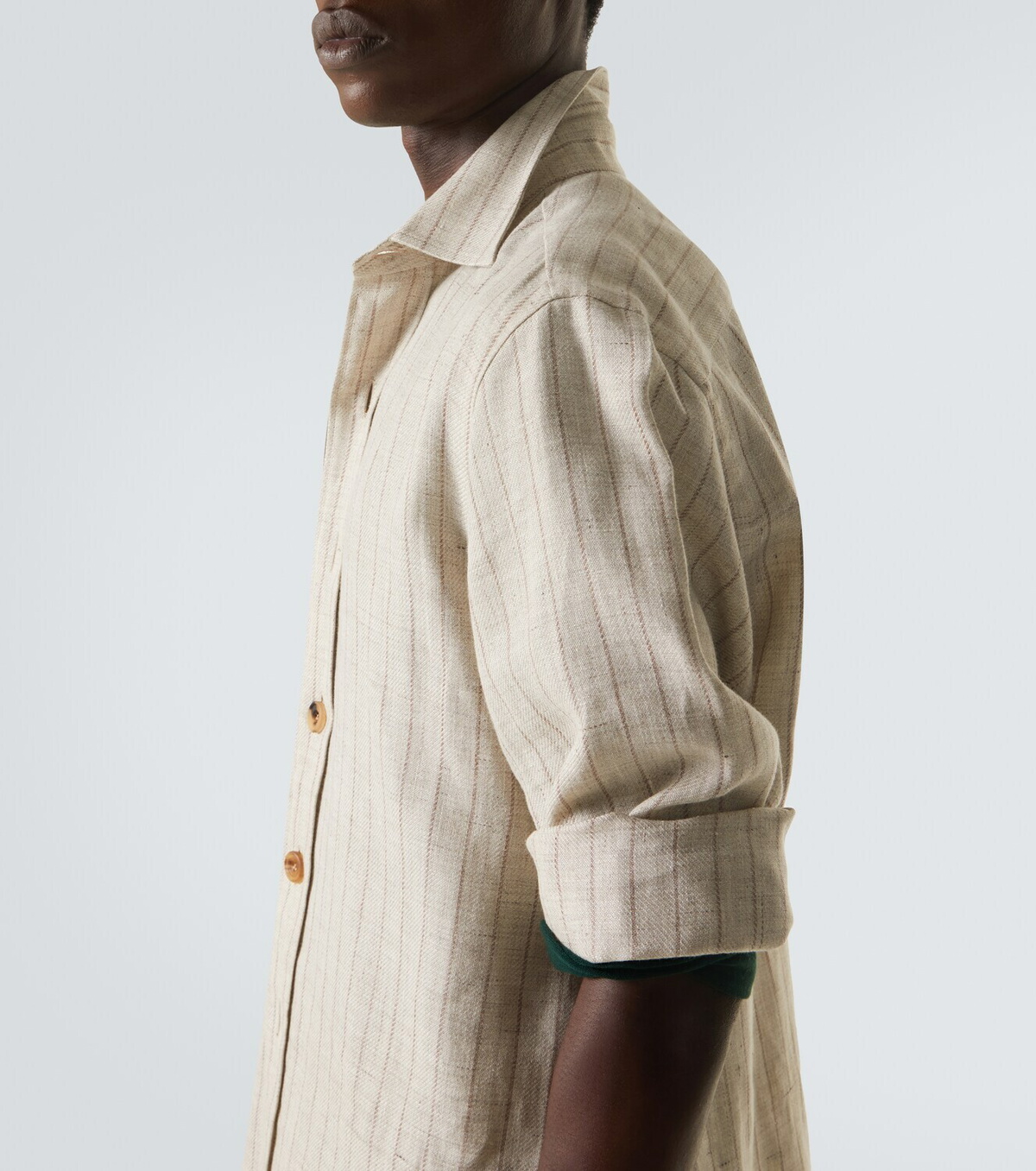 Rubinacci Striped linen and wool shirt