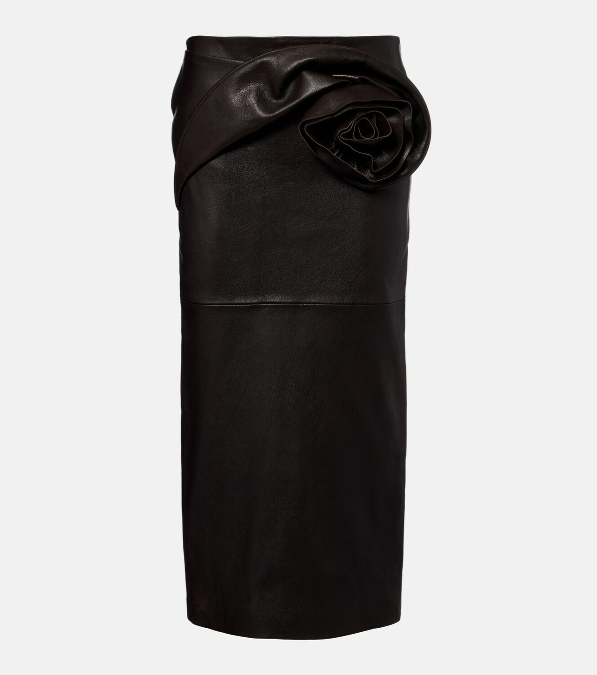 Magda Butrym Floral-appliqué leather midi skirt