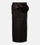 Magda Butrym Floral-appliqué leather midi skirt