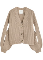 Nanushka Karolin Ribbed Wool-blend Cardigan Ecru