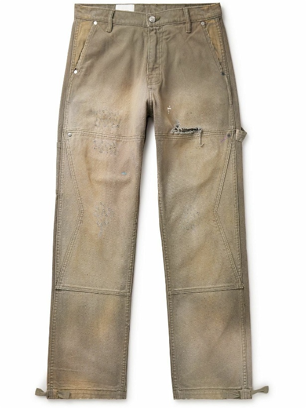 Photo: Rhude - Reza Straight-Leg Distressed Cotton-Canvas Cargo Trousers - Neutrals