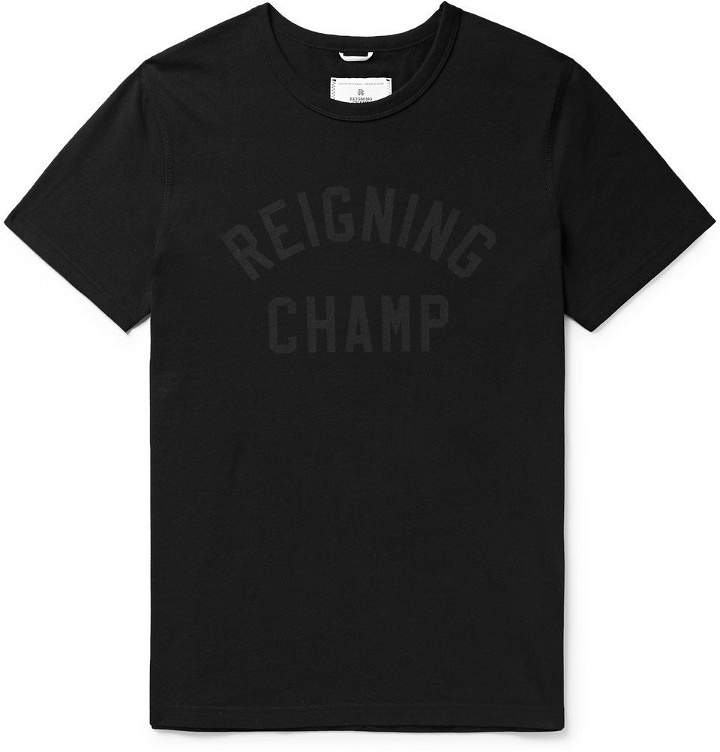 Photo: Reigning Champ - Logo-Print Cotton-Jersey T-Shirt - Men - Black