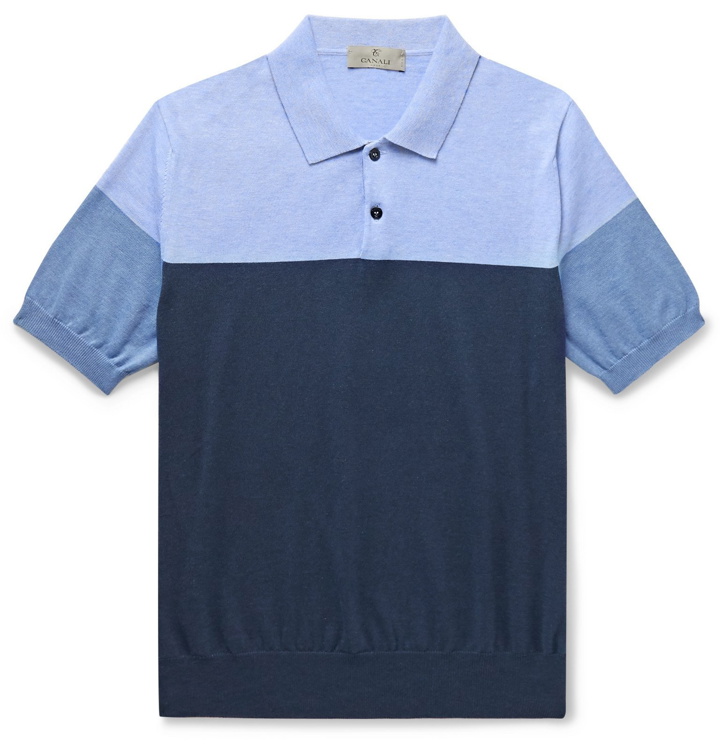 Photo: Canali - Colour-Block Cotton-Jersey Polo Shirt - Blue