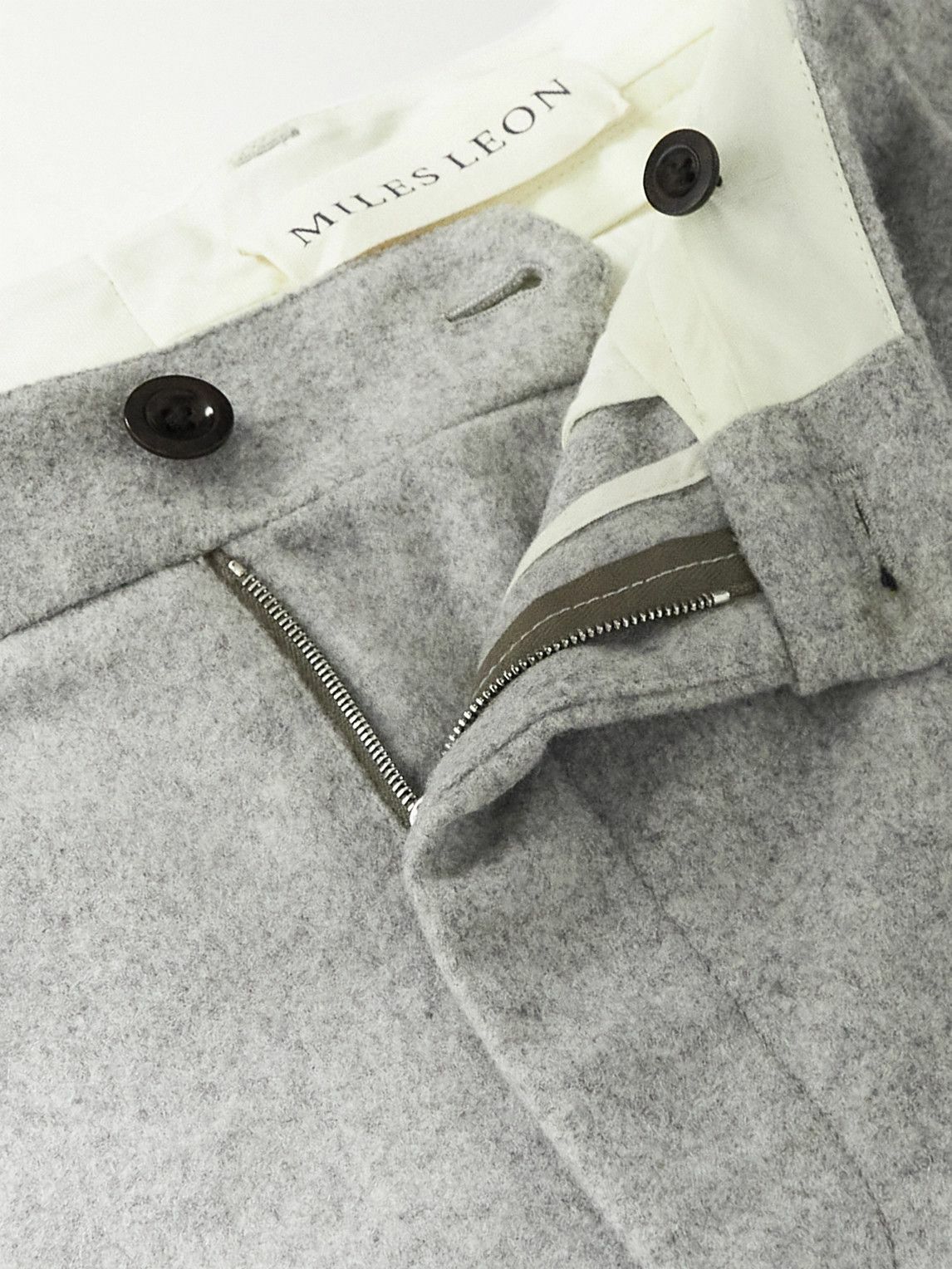 Miles Leon - Straight-Leg Pleated Wool and Cashmere-Blend Trousers - Gray
