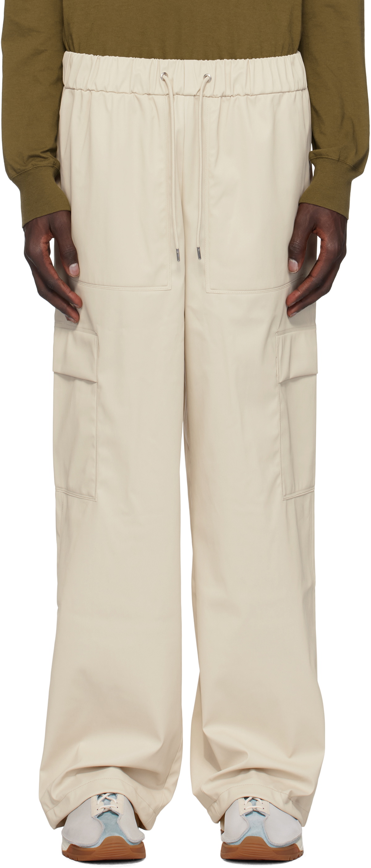 RAINS Beige Wide Cargo Rain Pants