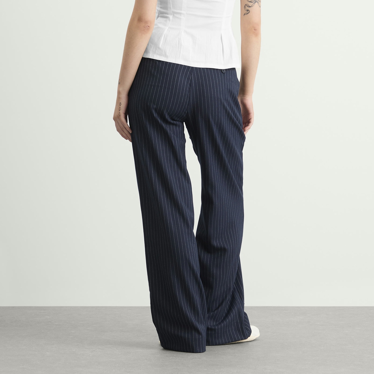 Peachy Den Women's Lennox Trouser in Ink Pinstripe