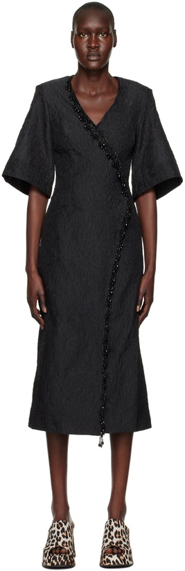 Photo: GANNI Black Beaded Fringe Midi Dress