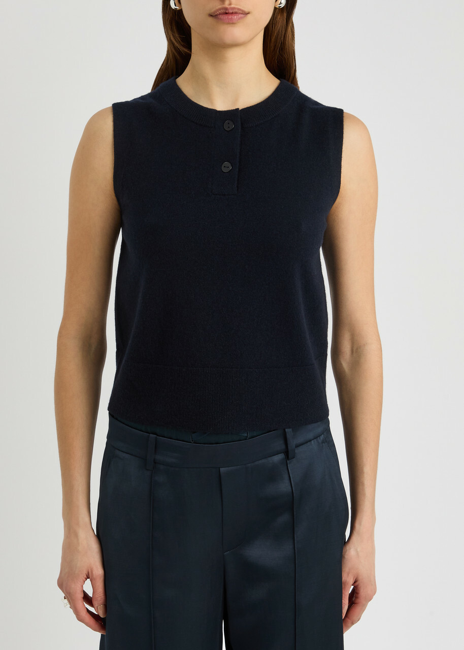 Vince Wool-blend Vest Dark Navy