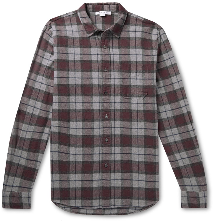 Photo: FRAME - Checked Cotton-Flannel Shirt - Burgundy