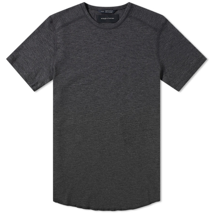 Photo: Wings + Horns Base Crew Tee Heather Charcoal
