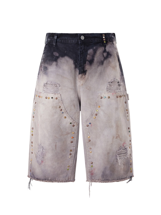 Photo: Satoshi Nakamoto - Danny's Straight-Leg Embellished Distressed Denim Shorts - Black