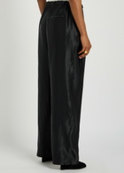 Khaite Rohen Straight-leg Satin Trousers Black