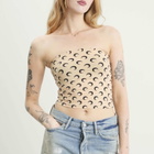 Marine Serre Women's Moon Printed Sleeveless Tube Top in Tan