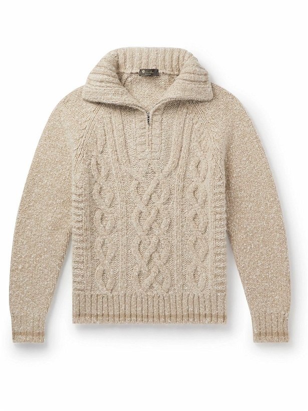 Photo: Loro Piana - Cable-Knit Cashmere Half-Zip Sweater - Neutrals