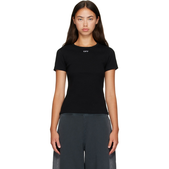 Photo: Off-White Black 'Off' Stamp Rib Fitted T-shirt