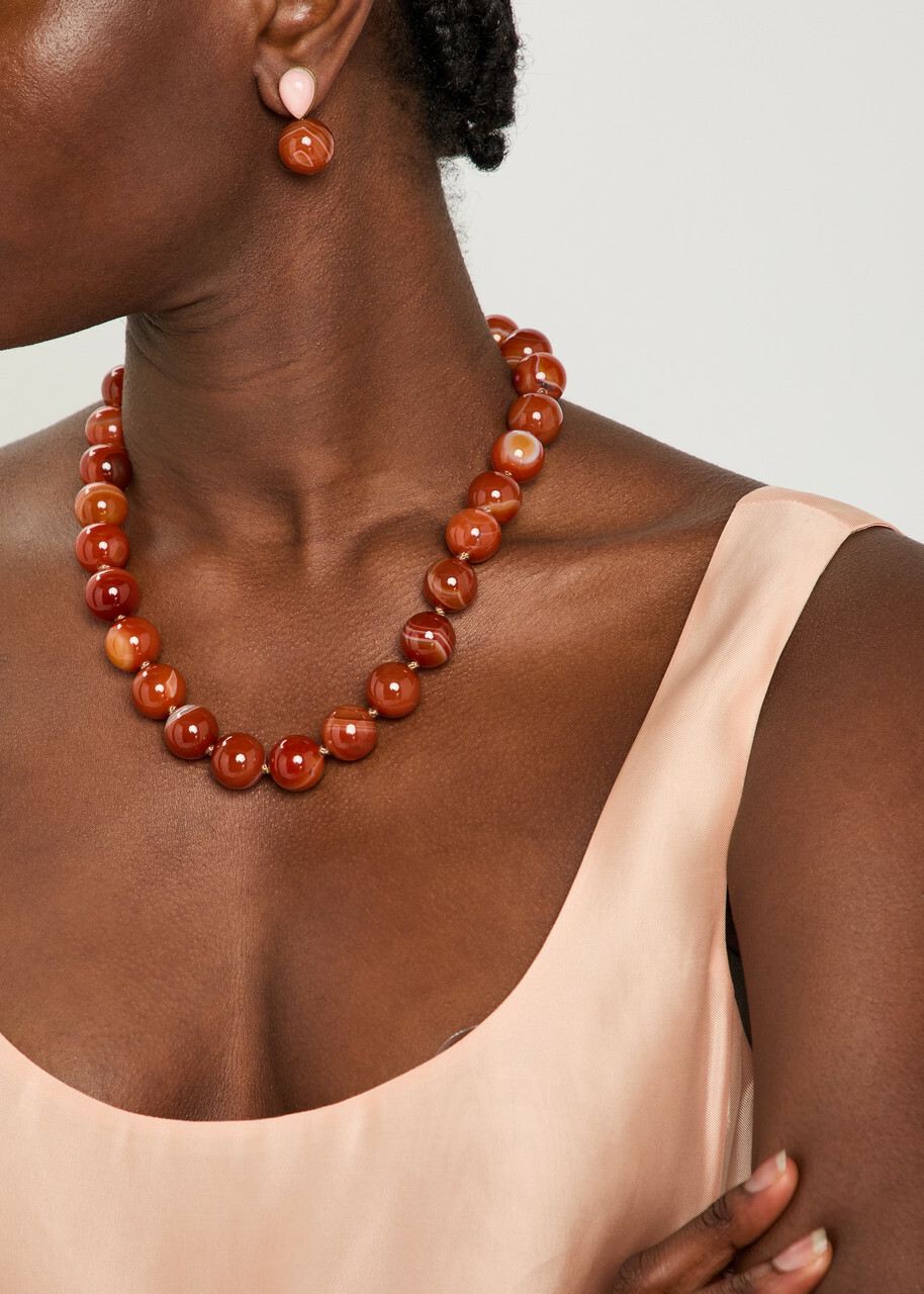 Jennifer Behr Louisa Beaded 18kt Gold-plated Necklace - Pink - One Size