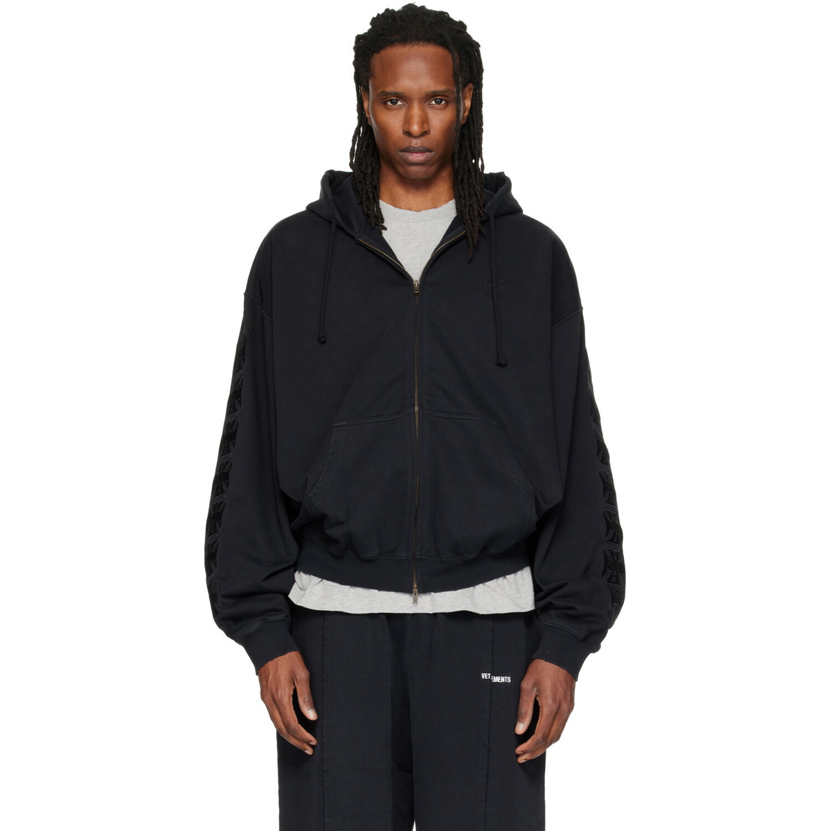 Vetements Black FREE-HUGS.COM Normal Fitted Zip Hoodie Vetements