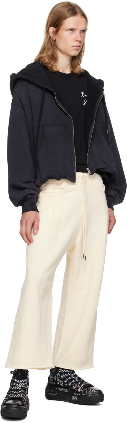 R13 Off-White Cropped Pleated Sweatpants