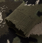 Valentino - Distressed Camouflage-Jacquard Virgin Wool-Blend Hoodie - Men - Army green