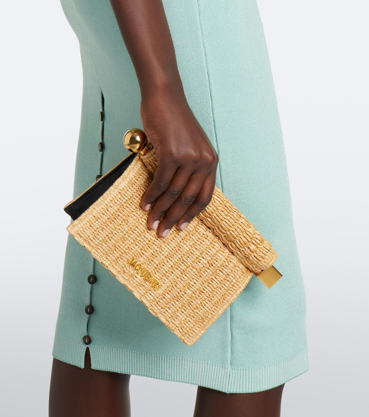Jacquemus Rond Carré Small raffia-effect clutch
