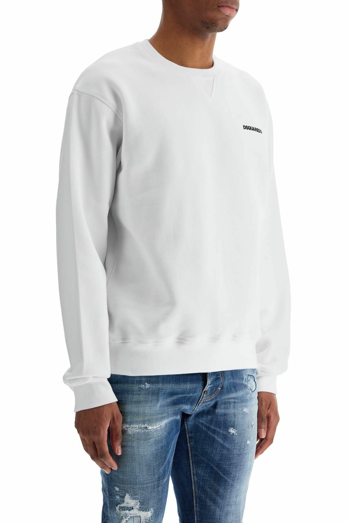Dsquared² White Cotton Printed Women Long Sleeve Sweater