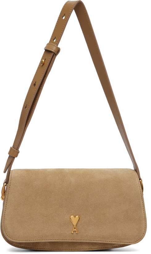 Photo: AMI Paris Beige Calfskin Leather Paris Paris Shoulder Bag