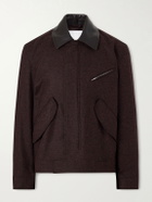 SAGE NATION - Painter Leather-Trimmed Wool-Twill Blouson Jacket - Brown