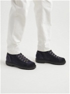 Santoni - Farah Leather-Trimmed Suede Boots - Blue