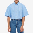 Hommegirls Women's Overisized Short Sleeve Shirt in Blue Stripe