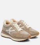 Veronica Beard Valentina suede-trimmed leather sneakers