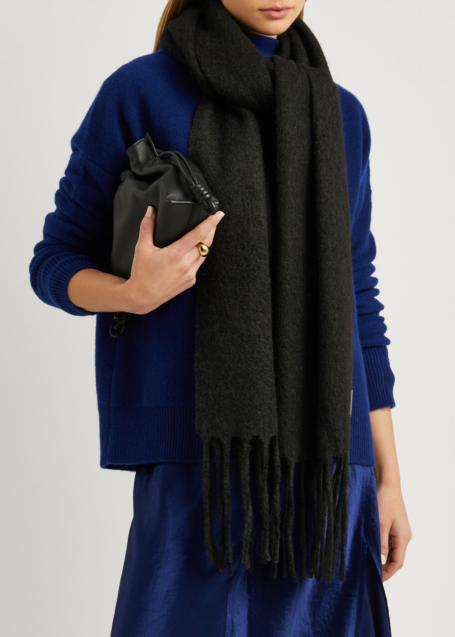 Vince Fringed Alpaca-blend Scarf - Black - One Size