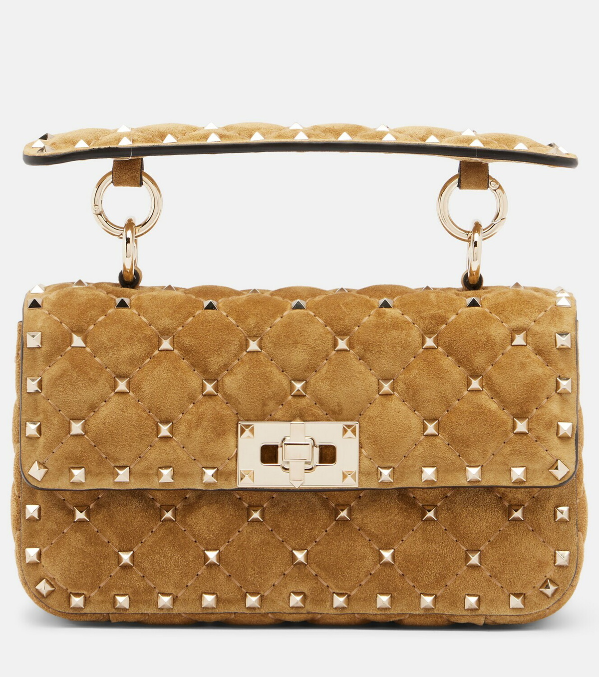 Valentino Garavani Rockstud Spike Small suede top-handle bag